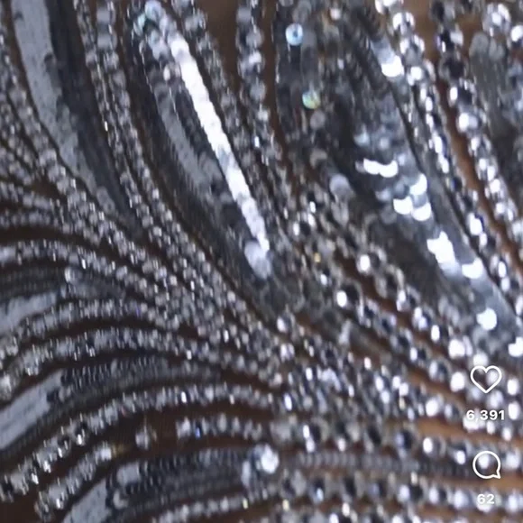 Oscar de la Renta  fern crystal embroidered gown- silver - Picture 10 of 11